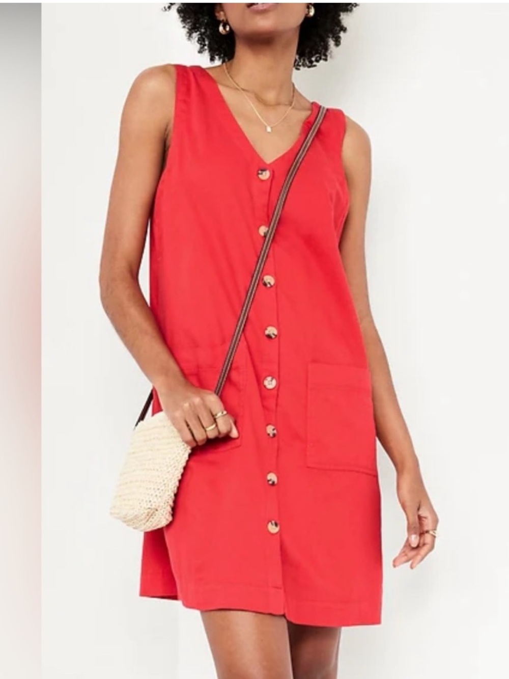 Old Navy red button front sleeveless dress